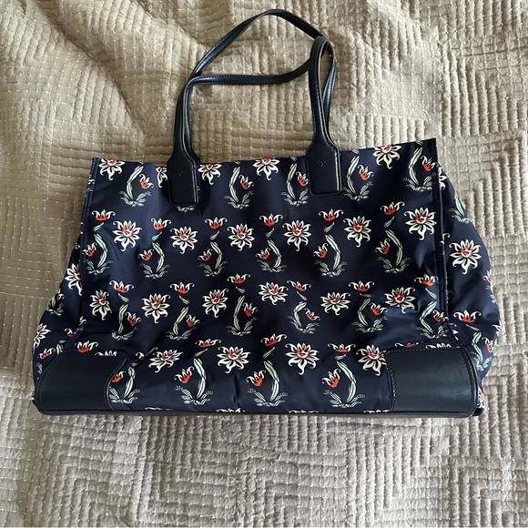 Tory Burch ELLA Nylon Tote Blue Floral - Picture 8 of 12